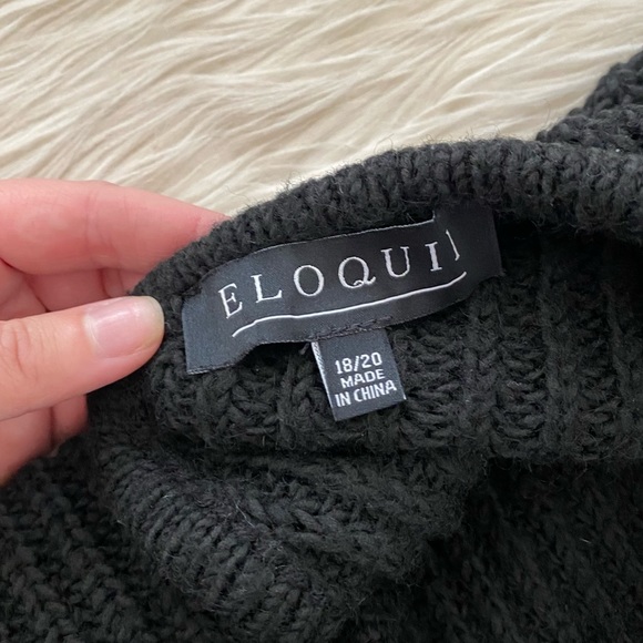 Eloquii Black Knit Open Back Puff Sleeve Sweater Dress 18/20 - Picture 9 of 10